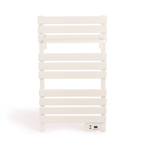 CREATE / Warm Towel 500W / Toallero eléctrico Blanco Roto con Estante / 96,9x5x55 cm/para Suelo o Pared, Temporizador, Pantalla LCD, bajo Consumo, termostato