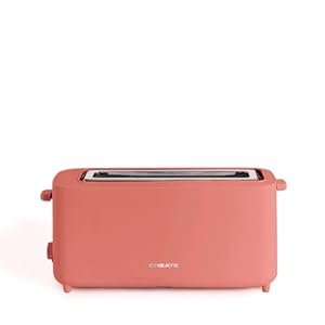 CREATE/TOAST STUDIO XL/Broodrooster Terrakotta / 6 vermogensniveaus, kruimellade, thermostaat, ontdooien, opwarmen, 2 brede snedesleuven, 950W