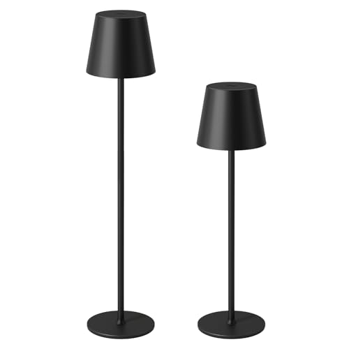 Image of Kakanuo 20 inch Cordless Table Lamp Rechargeable Black - 2 Pack 5000mAH Battery Operated Lamp for Counter, 3 Color Stepless Dimming Wireless Lamp for Dining Kitchen, Outdoor Patio, Touch Control