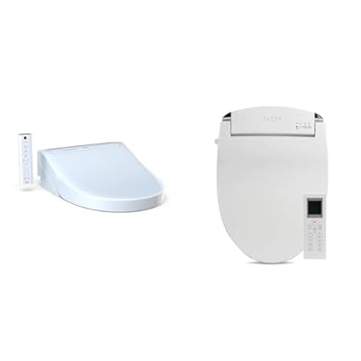 TOTO SW3083#01 WASHLET C5 Round Electronic Bidet Toilet Seat, C5Round, Cotton White & ALPHA BIDET JX Elongated Bidet Toilet Seat, White, Endless Warm Water, Rear and Front Wash
