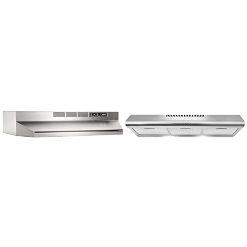 Broan-Nutone 413604 Non-Ducted Ductless Range Hood Insert, 36-Inch, Stainless Steel & Cosmo Cos-5Mu36 Under Cabinet Range Hood Ductless Convertible Duct, Stainless Steel (36 Inch) #TOP26