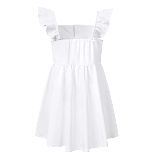 Girls Denim Dress Flutter Sleeveless Classic Jean Shirt Button Down Dresses for 6-13 Years2