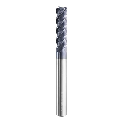 Image of HARFINGTON Carbide Square Nose End Mill Bit 1 /4 inch Cut Dia 4 Flutes TiAlN Coated Milling Cutter for Hardened Steel Metal (1 /4 inch Shank 3 /4 inch Cut Length 2-1 /2 inch Long 45 Degree Helix)