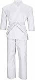 TMA Martial Arts Karate Elastic Drawstring Uniform for Kids & Adult Lightweight Student Gi with Free Belt (White, 0000)