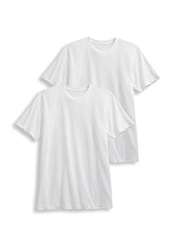 Jockey Men's T-Shirts Classic Cotton Mesh Crew Neck T-Shirt - 2 Pack, White, l