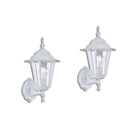 WISBEAM 2 Pack Outdoor Wall Light White Wall Sconce for House Porch Lighting Fixture E26 Base 60W Max Metal Housing Plus Glass Wet Location Rated ETL Qualified Bulbs not Included