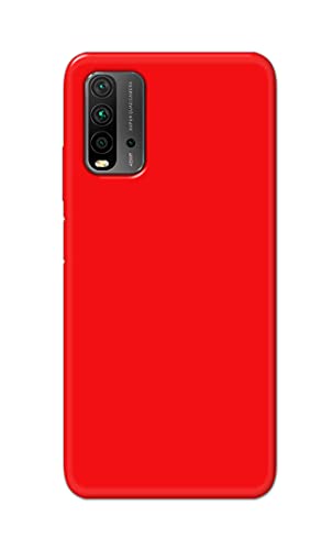 Image of Printed Hard Back Cover Case for Mi Redmi 9 Power Back Cover (Plain Red) -1803