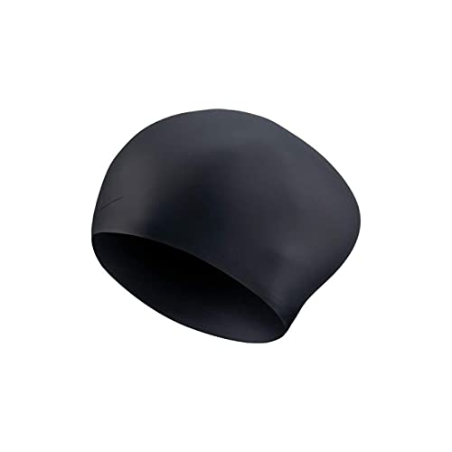 Nike Solid Long Hair Silicone Training Cap,Black (001),OS