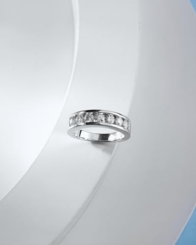 Men Moissanite Ring Moissanite Eternity Wedding Band Ring, 1.4cttw D Color VVS1 Lab Diamond Channel Set, S925 Silver with 18K White Gold Plated Moissanite Wedding Engagement Anniversary4