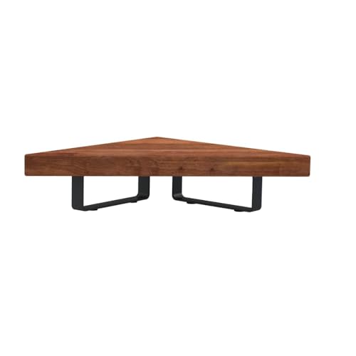 Image of Flux Wooden Monitor Stand Riser | Multi-Purpose PC Stand for Corners | MDF & Metal 23 Inch Shelf (45 x 25 x 8.5 cm) (Walnut Brown)