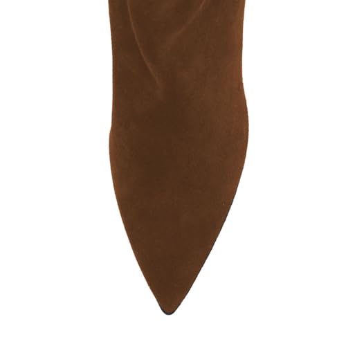 miss left Women Versatile Kitten Heel Ankle Boots Stretchy Pointed Closed Toe Low Heels Pull on Sock Booties Daily Commuting Work Shoes Size 4-16 US4