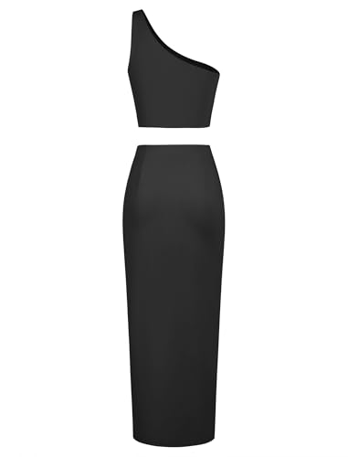 ZAFUL Women’s 2 Pieces Skirt with Crop Tank, High-Slit Twist Skirt Set Bodycon Dress for Party Club Nightout Cocktail2