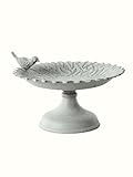 T H & G C Vintage Cast Aluminium Bird Bath for Garden | Decorative Bird Feeder & Water Bowl | Weather-Resistant Outdoor Birdbath with Pedestal Stand | Powder-Coated | Home & Patio Decor (White)