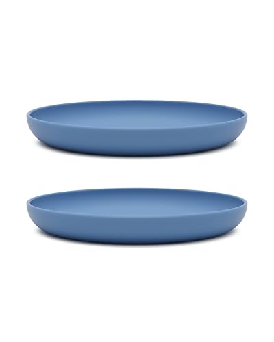 Lalo 2 Pack Silicone Plates with Rigid Core - Non-toxic Grade Silicone Plates for Toddlers and Kids Ages 12 Months+, BPA-Free, Dishwasher Safe, Non-suction