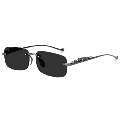 Image of IFLASH MC STAN Metal Plated Temple Vintage Rimless Sunglasses Retro Luxury Frameless Shades Rectangle Colored Lens Sun Glasses