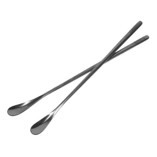 TOBBOMEY 爬虫類用フードスクープと小動物用給餌スプーン ステンレス製 19cm ブラック 2個セット ペットフード 水兼用 給餌ツール 飼育管理向け