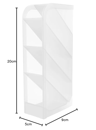 D.RECT Schreibtisch-Organizer, Stift-Regal für Büro, Schule, Heimbedarf, durchscheinend, Weiß, 4 Fächer, 4-teilig Pen Holder