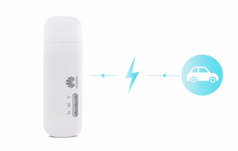 Huawei E8372H-927 Wi-Fi Wingle connected to a car power source