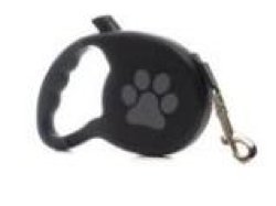 Laisse rétractable Sangle-Nylon 7,5m Poignée PP Gris Chien 45kg Noir