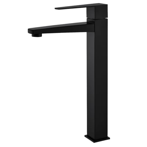 Image of Carnival SS-304 12 inch Inch Matte Black Pillar Cock Tap for Wash Basin | Square Tall Cold Water Basin Tap | SS304 Stainless Steel | Table Mount /Deck Mount Installation | Black Matte Finish