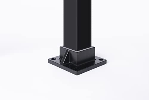Floor Mount Post Plange for 2" Square Fence Post and Deck Railing, Heavy Duty, Aluminum,Black