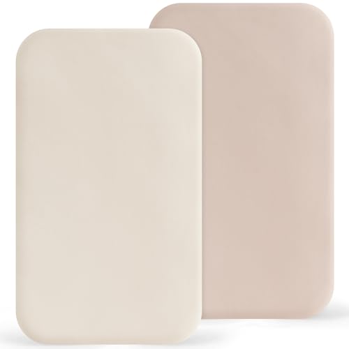 Susurration Next to Me Crib Sheets 90x50cm 2 Pack Baby Cot Sheets Breathable and Smooth Microfiber Bedside Crib Fitted Sheets for Baby Girls and Boys (Sand & Beige)