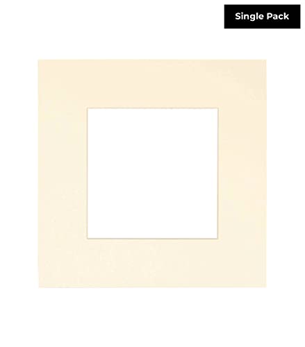 CountryArtHouse Textured Cream Acid Free 12x12 Picture Frame Mats with White Core Bevel Cut for 8x8 Pictures - Fits 12x12 Frame - One Mat
