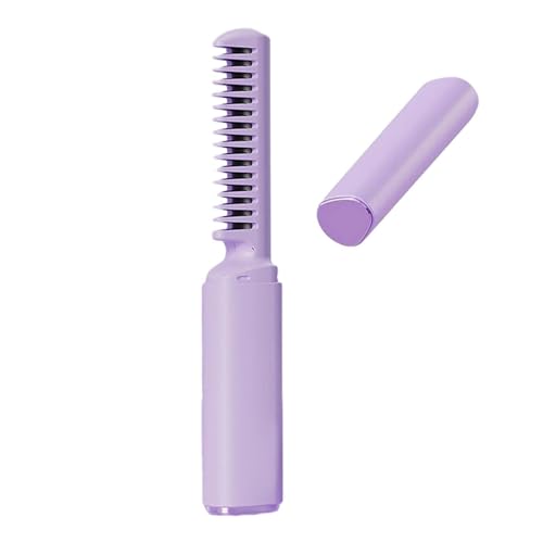 Cepillo alisador para cabello Harayaa con calentamiento rápido y carga USB, color violeta miniatura 2