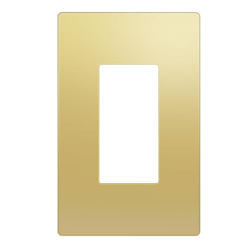 Image of LIDER Decorator Metal Wall Plate, Temperature and Impact Resistant, Screwless Cover, Modern Decoration Upgrade, Mid-Size 1-Gang 4.88 inch x 3.11 inch, UL Listed, Stainless Steel, Polished Brass, 1-Pack