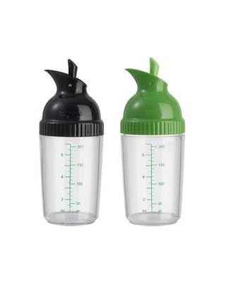 Botella para Vinagreta, Shaker, Botella Mezcladora de Aliño, Botella para Salsas, Botella Dispensadora de Aceite, Aderezo, 200ml, con escala graduada. (Negro)