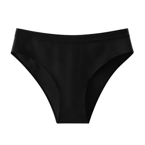 Women Underwear Bikini Workout High Waisted Womens Briefs Underwear White Dressy Fashion Cotton Briefs For Women High Waist Mid Rise Seamless Cotton Panties For Bikini Lounge Black L