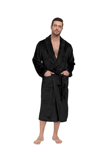 RONGTAI Mens Plush Long Robe Soft and Warm Full Length Bathrobe