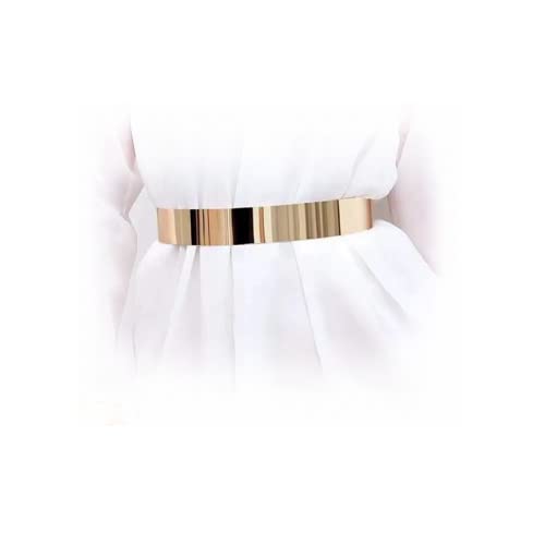 Guroge Gold Belts For Women Dresses Metal Mirror Belt Shiny