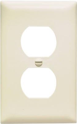 Legrand Pass & Seymour TP8LACP Trademaster Mid-Size Unbreakable Nylon Wall Plate, 1 Gang, One Duplex Outlet Cover, Light Almond (10 Pack)