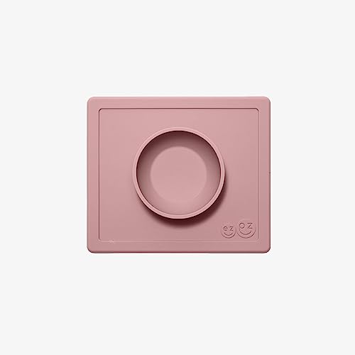 Image of ezpz Happy Bowl - 100% Food Grade Silicone Suction Bowl with Built-in Placemat for Toddlers + Preschoolers Promotes Baby Self-Feeding, Non-Slip, BPA Toxic Free, Microwave Safe - 24months+ (Blush)