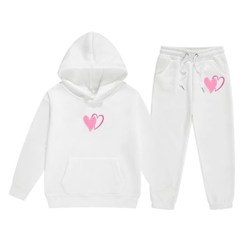 Kids Girls Fleece Sweatpants Set Cute Heart Pullover Hoodies Joggers Pants 2 Piece Outfits Cotton Warm Sweatsuits2
