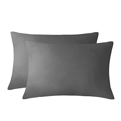 RUIKASI Funda de almohada de 50 x 70 - Fundas de almohada de 50 x 70 - Juego de 2 rectangulares de microfibra cepillada, funda de almohada con cierre de sobre, gris oscuro Cover