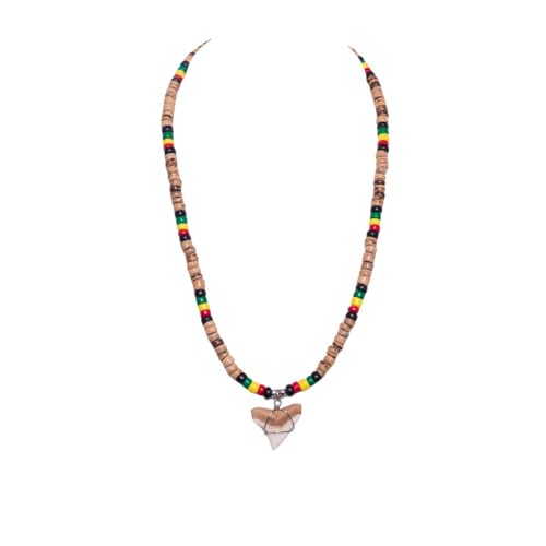 BlueRica Shark Tooth on Coconut Shell Beads Necklace (18" 3U)4
