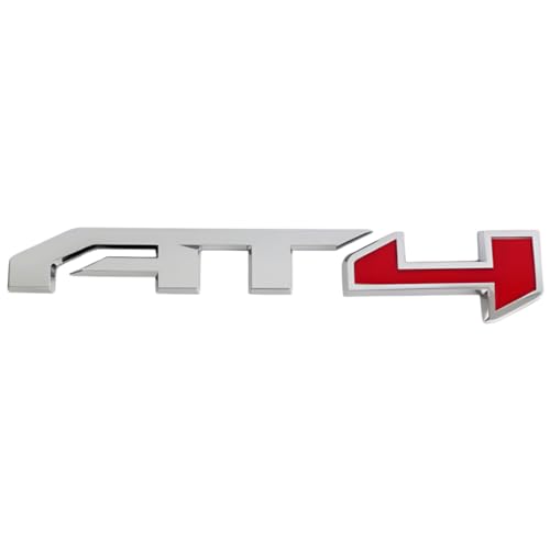Image of AT4 Badge Emblems 1-Piece in Silver for 2021-2023 GMC Yukon, Sierra, and Canyon - Suitable for Tailgate - Fits 1500, 2500HD, and 3500HD Models (Chrome Red)