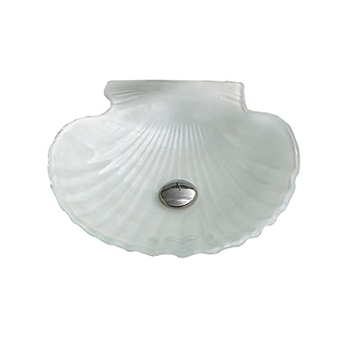 XDAWQP Vasque de Salle de Bain en Verre trempé en Forme de Coquillage, évier Artistique Blanc avec Robinet Cascade et bonde escamotable, Installation sur...