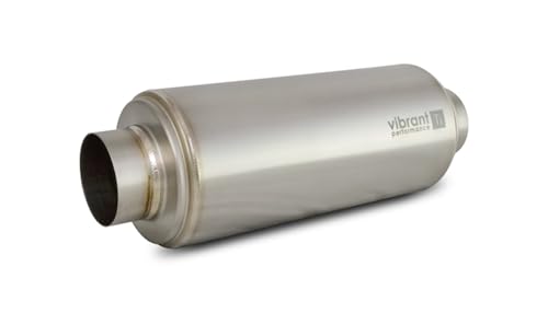 Vibrant Performance Power 17535 Muffler, Universal, Titanium, Natural, 3.50 in. Inlet, 3.50 in. Outlet, 5.50 in. diameter Round Muffler body, 16.00 in. overall length, 3.94 lbs, each
