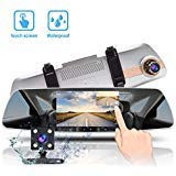 Dash Cam,Dual Dash Camera 5 Inch Touch Screen Mirror Dash Cam,with Backup Camera Dashboard Camera Video Recorder with G-Sensor, Night Vision, Reversing Camera, Parking Monitor Accfly