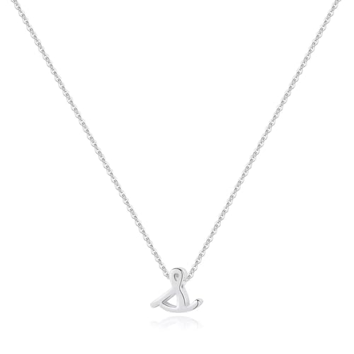 Memorjew 925 Sterling Silver Initial Necklace, Dainty Letter S Cursive Initial Necklace for Women, Valentines Mother’s Day Gifts Jewelry Hypoallergenic Necklace for Women