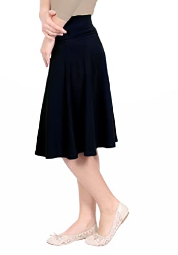 Kosher Casual Women's Skater Skirt Knee Length with Foldover Waistband - Light Cotton Fabric2