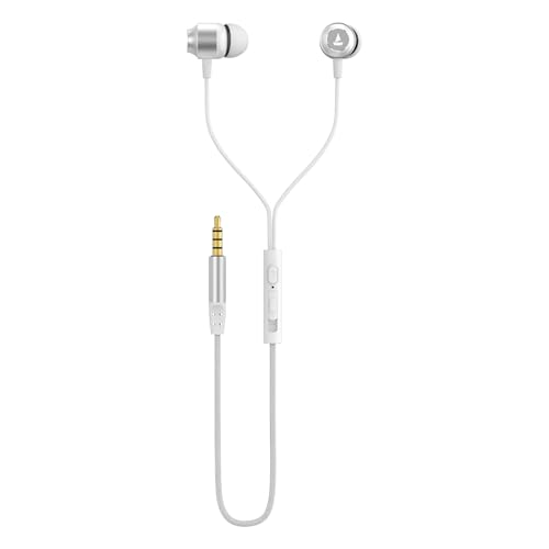 Image of Lynaz Original Wired Earphones with Powerful 10mm Drivers, Metallic Design Boat Basshead 162 V2 and 3.5mm Jack - Bold White (AS-9098)