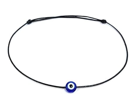 Image of Handmade Pooja EvilEye Black Chain Adjustable Nazar Anklets For Women Men Girls Boys Pack Of 2 evil eye thread, nazar anklet, thread anklet, najariya women anklet