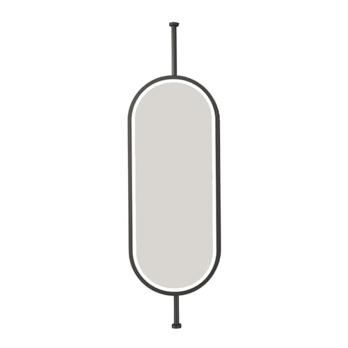 Granestner Espejo de Techo Ovalado de Doble Cara, rotación de 360°, Tira de luz LED, iluminación con 3 temperaturas de Color y Brillo Ajustable, Ideal para el hogar y hoteles (Negro, 60x120cm).
