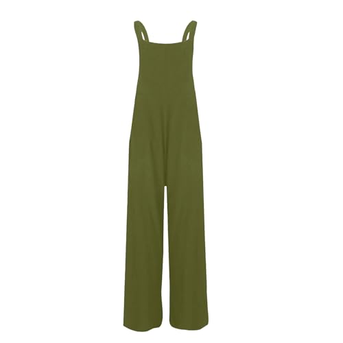 Image of Kubbon Womens Wide Leg Jumpsuits Sleeveless Straps Bib Overalls Summer Baggy Casual Pants Rompers Overalls with Pockets