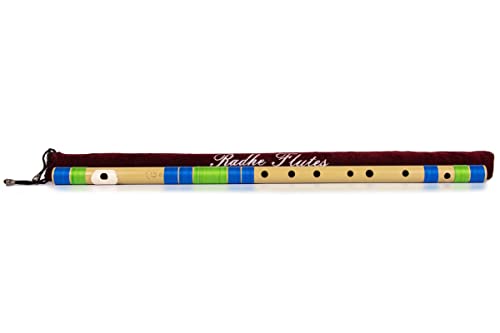 Image of Radhe Flutes PVC Fiber Bass G With Velvet Cover (Beige Flute With Blue & Green Threads)
