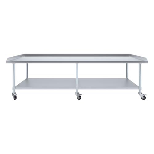 Image of AmGood Stainless Steel Equipment Stand with Undershelf + Casters, Heavy Duty, Commercial Grade, NSF Certified (30 inch Width x 96 inch Length + Casters)
